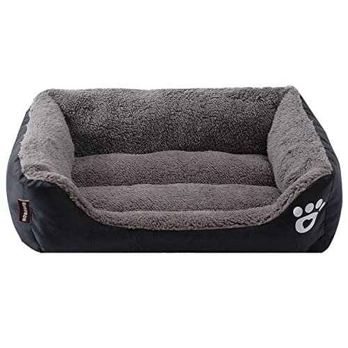 Haustier Hund Winter Schlafsofa Schlafmatratze Für Kleine Große Hunde Haus Zwinger Katzennest Warme Fleece Welpen Druckkörbe S-XXXL-Schwarz,L von BJBLGMR