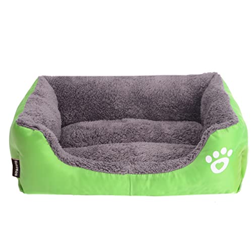 Haustier Hund Winter Schlafsofa Schlafmatratze für kleine große Hunde Haus Zwinger Katzennest Warm Fleece Welpen Druckkörbe S-XXXL-Grün,L von BJBLGMR