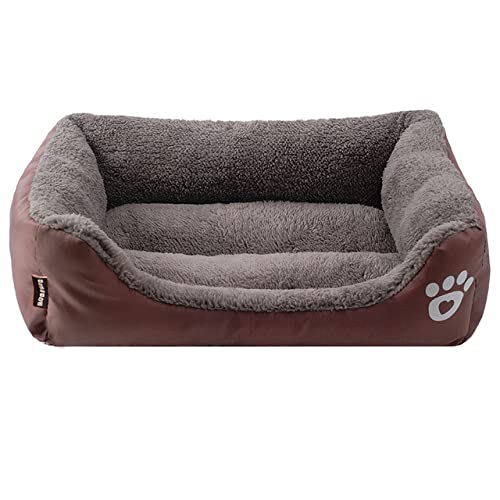 Haustier Hund Winter Schlafsofa Schlafmatratze für kleine große Hunde Haus Zwinger Katzennest Warm Fleece Welpen Druckkörbe S-XXXL-Kaffee,XXL von BJBLGMR