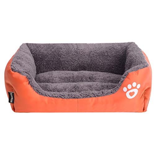 Haustier Hund Winter Schlafsofa Schlafmatratze für kleine große Hunde Haus Zwinger Katzennest Warm Fleece Welpen Druckkörbe S-XXXL-Orange,XL von BJBLGMR