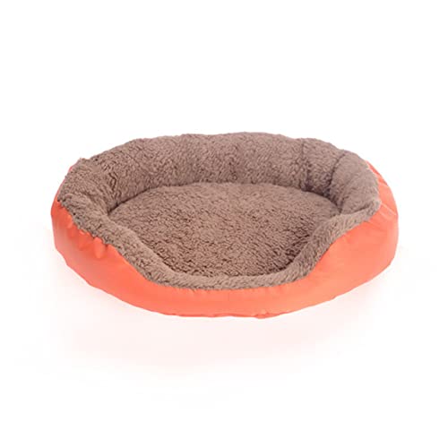 Haustier Hund Winter Schlafsofa Schlafmatratze für kleine große Hunde Haus Zwinger Katzennest Warm Fleece Welpen Druckkörbe S-XXXL-Orange Rund,L von BJBLGMR