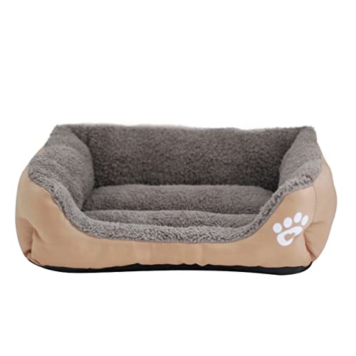 Haustier Hund Winter Schlafsofa Schlafmatratze für kleine große Hunde Haus Zwinger Katzennest Warme Fleece Welpen Druckkörbe S-XXXL-Khaki,L von BJBLGMR