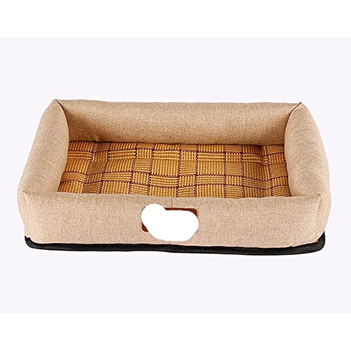 Haustierbett Hundezubehör Four Seasons Allgemeine Kühlung und Atmungsaktiv Quadratische Sommermatte Nest Isomatte für Heimtierbedarf Hundebett-Khaki,XL (77x62CM) von BJBLGMR