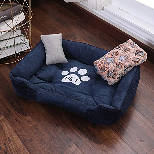 Hundebett Schlafsack für große Hunde Zwinger Katzenmatte Schlafsofas Pet House Winterkissen für kleine Hunde-Marinedecke,L(70x55x15cm) von BJBLGMR