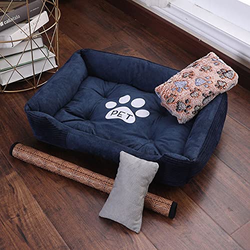 Hundebett Schlafsack für große Hunde Zwinger Katzenmatte Schlafsofas Pet House Winterkissen für kleine Hunde-Marinedecke Matte,S(50x40x15cm) von BJBLGMR