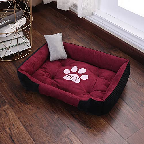 Hundebett Schlafsack für große Hunde Zwinger Katzenmatte Schlafsofas Pet House Winterkissen für kleine Hunde-rot,S(50x40x15cm) von BJBLGMR