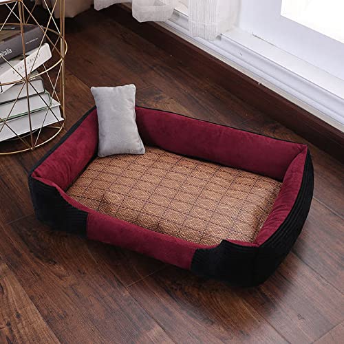 Hundebett Schlafsack für große Hunde Zwinger Katzenmatte Schlafsofas Pet House Winterkissen für kleine Hunde-rote Matte,L(70x55x15cm) von BJBLGMR