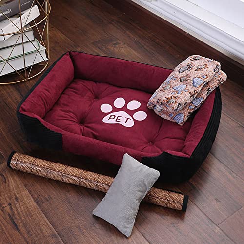 Hundebett Schlafsack für große Hunde Zwinger Katzenmatte Schlafsofas Pet House Winterkissen für kleine Hunde-rote Mattendecke, XS(45x30x15cm) von BJBLGMR