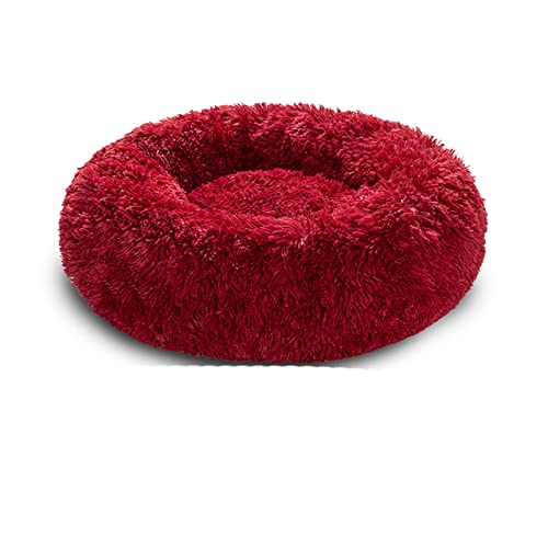 King Hundebett Sofa Korb Hundebetten Spaß Waschbar Abnehmbare Hundehütte Lange Luxe Plüsch Outdoor Großes Haustier Katze Hundebett Warme Matte Sofa-Dunkelrot-Decke,M-60CM,China von BJBLGMR