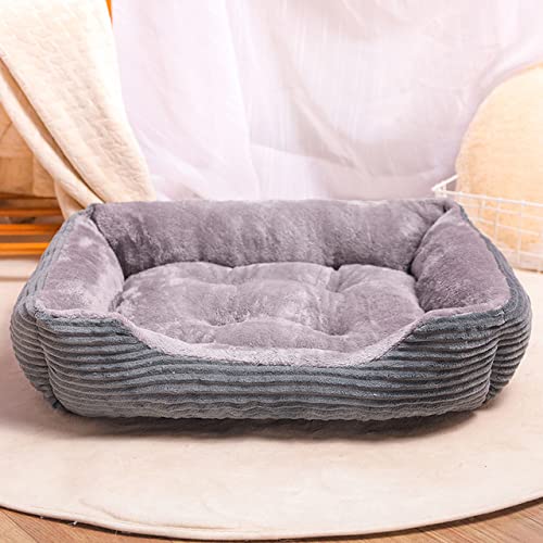 Rechteckiges Hundebett Schlafsack Zwinger Katze Welpen Schlafsofa Haustierhaus Winter Warme Betten Kissen für kleine Hunde-grau,S 50x38cm von BJBLGMR