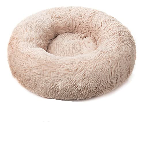 Runder Langer Plüsch-Haustier-Katzenbett-Haus-weiches Sofa-Kissen Winter-Warmer Schlaf-Reißverschluss waschbares Hundebett-Matten-Nest für Katzen-Haustier-Produkt-Gummifarbe,S-50cm von BJBLGMR