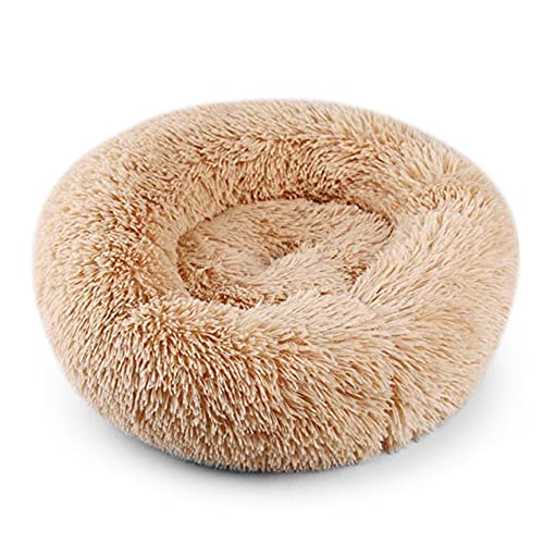 Zwinger Rundes Haustier Katzenbett Weiches Plüsch-Katzen-Hundehaus-Matratzen-Matte Winterwelpen Warmes Nest Weiches Haustier-Katzen-Schlafhaus-weiß,60CM,USA von BJBLGMR