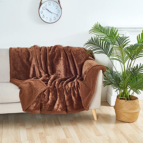 wasserdichte Haustierdecke Liquid PIPI Proof Hundedecke für Schlafsofa Couch, Reversible Sherpa Fleece Möbelschutzhülle-Kaffee,S (71x100cm) von BJBLGMR