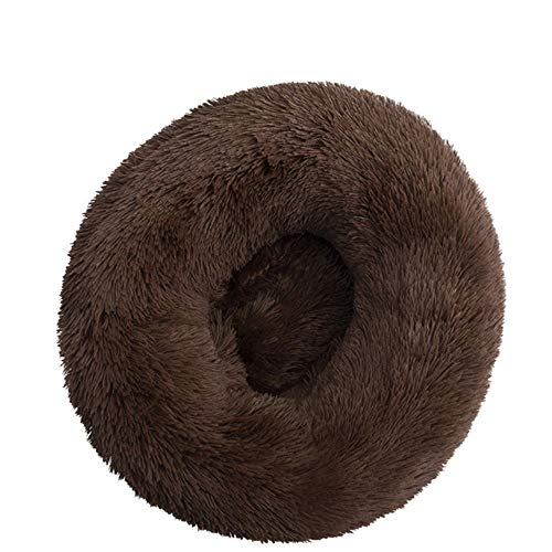 BJKHU Langes Plüsch-Haustierbett Katze Super weiches Bett für Hunde Zwinger Hund Runde Winter Warm Schlafen Welpen Kissen Matte Tragbare Katzenbedarf-Dunkelkaffee,50cm von BJKHU