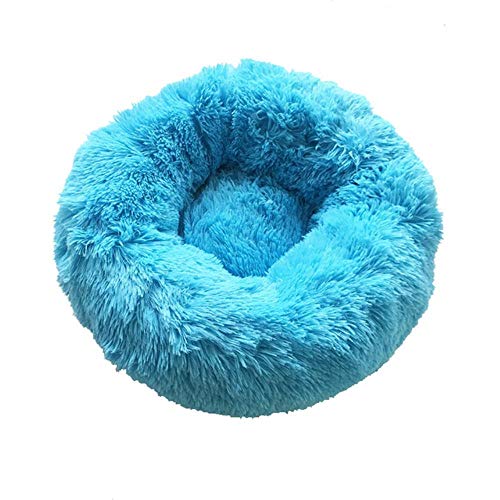 BJKHU Langes Plüschtierbett Katze Super Weiches Bett für Hunde Zwinger Hund Runde Winter Warm Schlafen Welpen Kissen Matte Tragbare Katzenbedarf-Blau,40cm von BJKHU