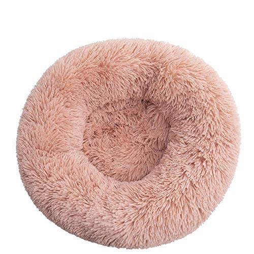 BJKHU Langes Plüschtierbett Katze Super Weiches Bett für Hunde Zwinger Hund Runde Winter Warm Schlafen Welpen Kissen Matte Tragbare Katzenbedarf-Rosa,100cm von BJKHU