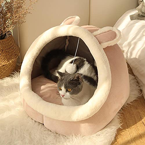 BJKHU Warmer Haustierkorb Kuscheliges Kätzchen Liegekissen Katzenhauszelt Sehr weich Kleine Hundematte Tasche Für WaschbarKatzenbetten-Rosa Kaninchen,L von BJKHU