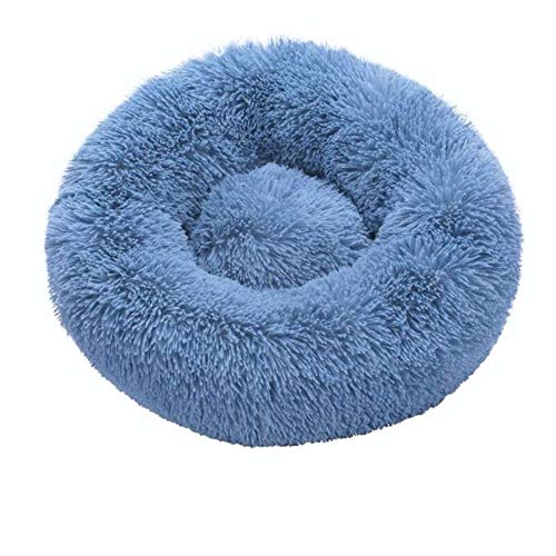 Runde Katzenbetten Haus Weicher Langer Plüsch Bestes Haustier Hundebett Für Hunde Korb Haustierprodukte Kissen Katzenbett Katzenmatte Tiere Schlafen Sofa-Blau,90cm von BJKHU