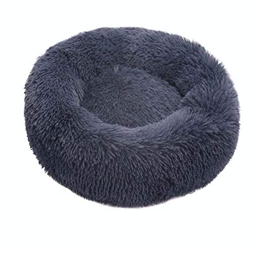 Runde Katzenbetten Haus Weicher Langer Plüsch Bestes Haustier Hundebett Für Hunde Korb Haustierprodukte Kissen Katzenbett Katzenmatte Tiere Schlafen Sofa-Grau,70cm von BJKHU