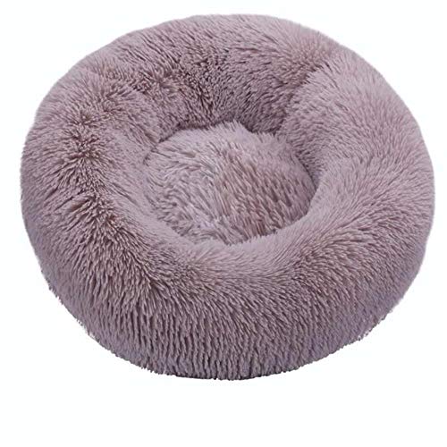 Runde Katzenbetten Haus Weicher Langer Plüsch Bestes Haustier Hundebett für Hunde Korb Haustierprodukte Kissen Katzenbett Katzenmatte Tiere Schlafen Sofa-Licht Kaffee,40cm von BJKHU