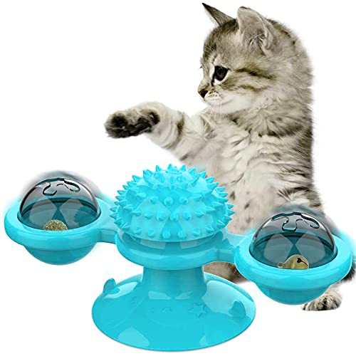 BKJJ Katzenspielzeug, Katze Interaktion Spinner Spielzeug, Plattenspieler Katzenspielzeug mit Katzenminze, Interaktives Necken, Kratzende Tickle Grooming Cats Haarbürste Plattenteller Katzenmolaren von BKJJ