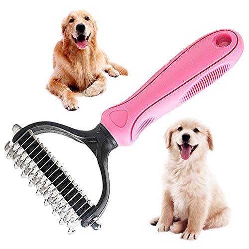 BKJJ Tierpflegebürste, Hundebürste, Katzenbürste, Undercoat Comb Entfernt Undercoat Comb & Tangles, Dog Pet Cat Brush Pflegewerkzeug, Massageeffekt & Top Haarschutz-Undercoat Brush Gegen (Rosa) von BKJJ