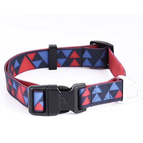 BLACKDOGGY Hundehalsband, wasserdicht, geruchsfrei, mit robustem D-Ring, für mittelgroße und große Hunde (L, Blau und Rot) von BLACKDOGGY