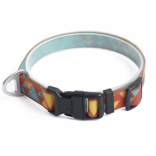 BLACKDOGGY Hundehalsband, wasserdicht, geruchsfrei, mit robustem D-Ring für mittelgroße und große Hunde (L, Grün und Orange) von BLACKDOGGY