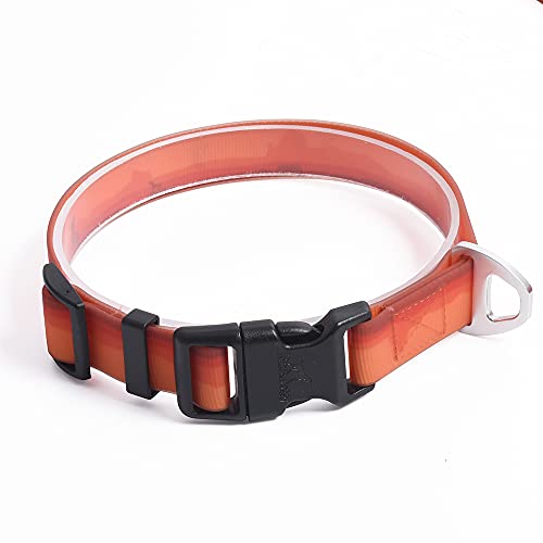 BLACKDOGGY Hundehalsband, wasserdicht, geruchsfrei, mit robustem D-Ring für mittelgroße und große Hunde (M, Orange) von BLACKDOGGY