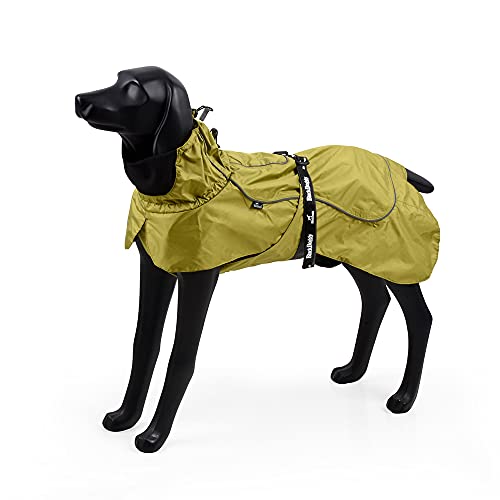 BLACKDOGGY wasserdichte Outdoor-Jacke Regenmantel mit reflektierendem Rand und verstellbarem Gürtel (Größe XL, Grün) von BLACKDOGGY