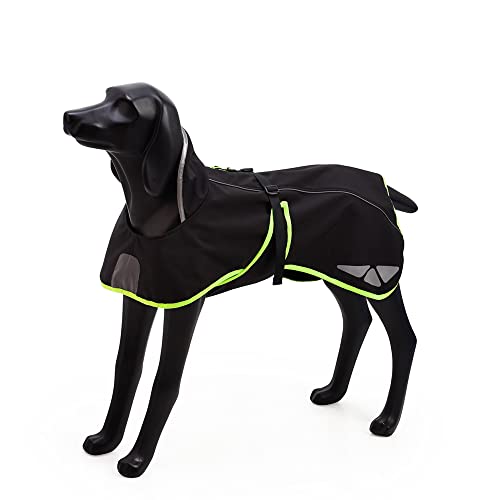 BlackDoggy Hunde Outdoorjacke Wasserabweisender Warmer Mantel mit Reflektierendem Rand, Drucken und verstellbarem Gürtel für kaltes Wetter, Herbst/Winter (Medium, Grün) von BLACKDOGGY