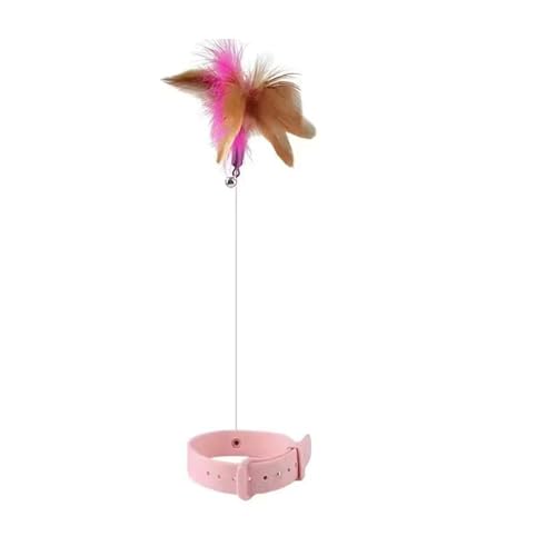 BLAFT Teaser Katze Stick Katze Halsband Necken Katze Spielzeug, Selbsthilfe Relief Bissfeste Katze Spielzeug Mit Federn Und Glocken FüR Indoor-Spiel Und üBung FüR Necken (Rosa, 23,5 * 15cm) von BLAFT