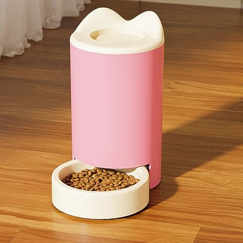 Futterautomat FüR Haustiere, Wasserspender Mit GroßEm FassungsvermöGen FüR Nass- Und Trockentrennung Futterautomat FüR Wasser, Wasserspender FüR GroßE Und Kleine Hunde Und Katzen (Rosa, Rosa) von BLAFT