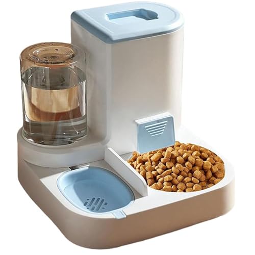 Haustier-Wasserspender große Kapazität nass und trocken Trennung automatische Wasserzufuhr, Wasser-Futter integriert Feeder Katze Hund Wasserspender, für Haustier-Futter (Blau, 27,5 * 27,5 * 25,5cm) von BLAFT