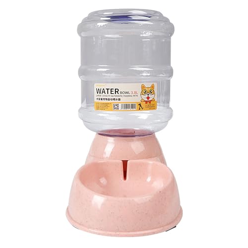 Haustier-Wasserspender große Kapazität nass und trocken Trennung automatische Wasserzufuhr, Wasser-Futter integriert Feeder Katze Hund Wasserspender, für Haustier-Futter (Rosa, 17 * 23cm) von BLAFT