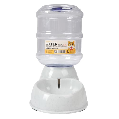 Haustier-Wasserspender große Kapazität nass und trocken Trennung automatische Wasserzufuhr, Wasser-Futter integriert Feeder Katze Hund Wasserspender, für Haustier-Futter (Weiß, 17 * 23cm) von BLAFT