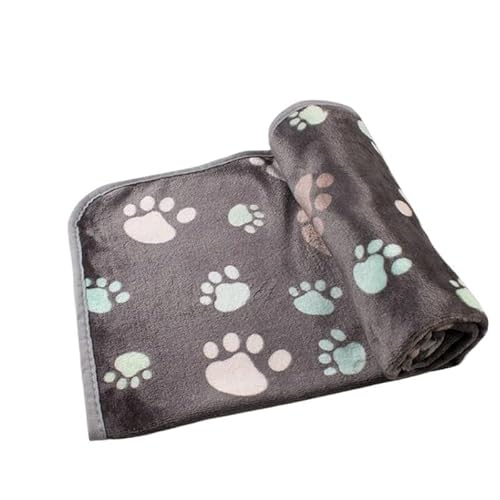 BLBTEDUAMDE Gemütliche Hundedecke: Haustierdecke for mittelgroße Hunde und Katzen, Hundedecken waschbar, weich, fusselfrei(Grey Dog paw,for Big dogs70x100cm) von BLBTEDUAMDE