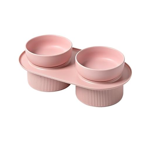 BLBTEDUAMDE Katzen-Keramiknapf mit Farbverlauf, Tierfutter, Wasserspender, kleine Hunde, Trink- und Futterspender (Color : Kawaii pink 2) von BLBTEDUAMDE