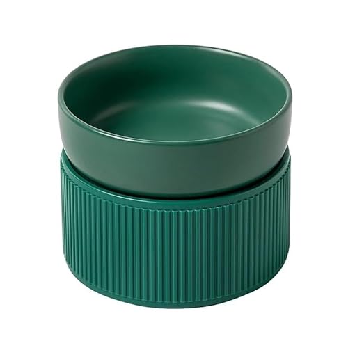 BLBTEDUAMDE Katzen-Keramiknapf mit Farbverlauf, Tierfutter, Wasserspender, kleine Hunde, Trink- und Futterspender (Color : Malachite Green) von BLBTEDUAMDE