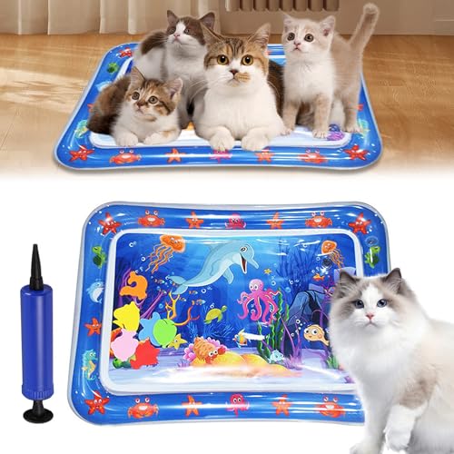 BLLREMIPSUR Sensory Water Playmat Katze, Sensory Water Play Mat Für Katzen, Aufblasbare Sensorische Wasser-Spielmatte Für Katzen, Verdickte Wasser-Sensor-Spielmatte Für Katzen (Quadrat) von BLLREMIPSUR