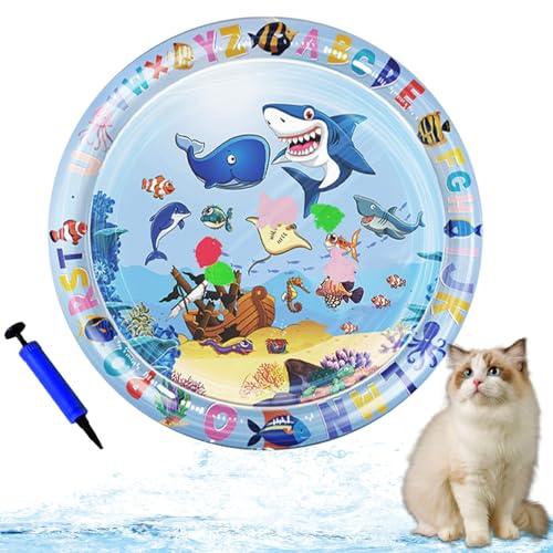 BLLREMIPSUR Sensory Water Playmat Katze, Sensory Water Play Mat Für Katzen, Aufblasbare Sensorische Wasser-Spielmatte Für Katzen, Verdickte Wasser-Sensor-Spielmatte Für Katzen (Rotundität) von BLLREMIPSUR