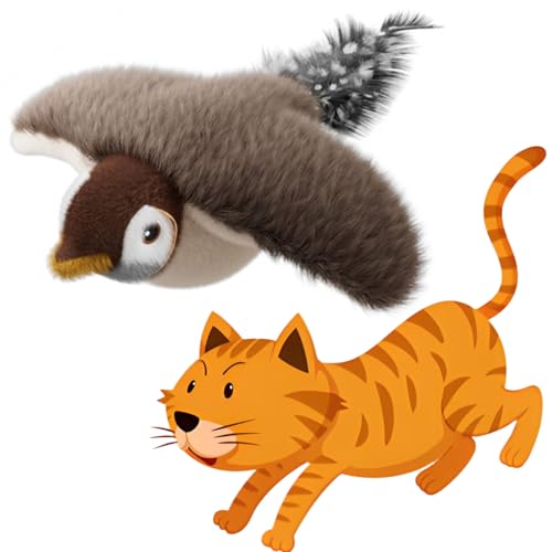 BLOOOK Fliegender Vogel Katzenspielzeug Selbstbeschäftigung,Vogelspielzeug für Katzen,Flappy Bird Cat Toy,Interactive Cat Toy,Katzenspielzeug Maus,Katzenzubehör Indoor,Katzen Sachen (Spatz) von BLOOOK