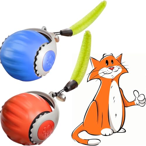 BLOOOK Interaktives Katzenspielzeug Selbstbeschäftigung,Magic Ball Katzen Katzenbälle,Interactive Cat Toy,Katzenspielzeug Maus,Katzenzubehör Indoor,Katzen Sachen (Blau Orange) von BLOOOK