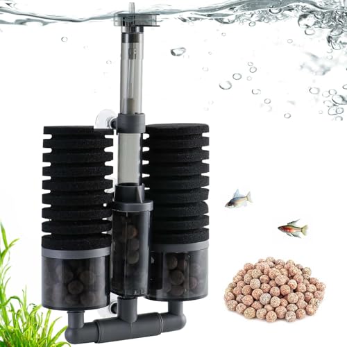 BLOTFISH Schwammfilter Aquarium, Innenfilter Aquarium mit Filtermaterial für Aquarien bis 210L, ideal für Zuchtbecken, Betta- und Garnelen-Aquarien, zur Sauerstoffanreicherung und Filtration von BLOTFISH