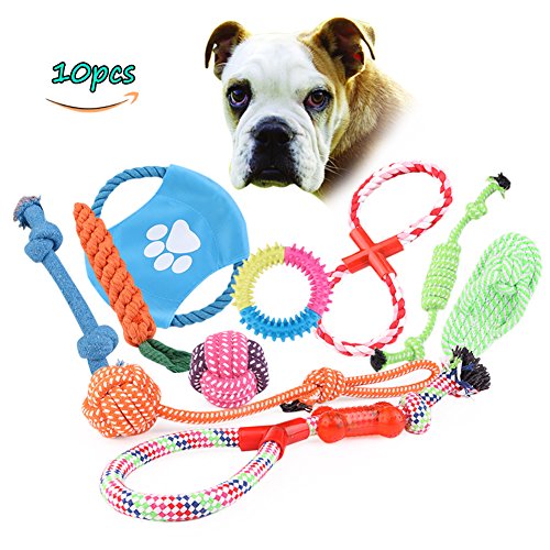 BLSTECH Pet Dog Toys, Kong Dog Toys, Cotton Braided Bone Rope Knotted Tied Durable Chew Toys for Puppy Dog Random Colour (10) von BLSTECH