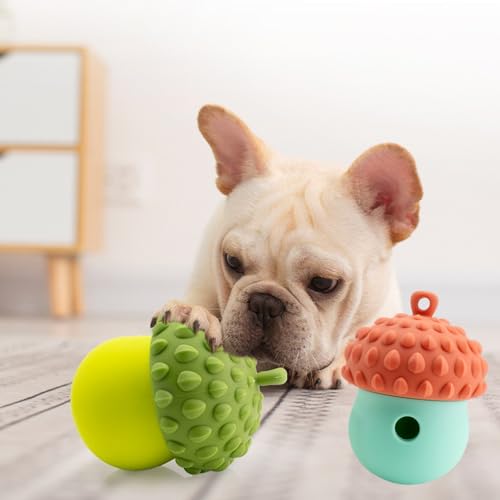 BLSYHDH 2 Stück Haustier-Hundespielzeug, Futterausgabespielzeug, Bissfest, Interaktive, Langsam Fütternde Silikon-Haustier-Leckerei-Puzzlebälle, Langsame Futterbälle für Kleine(2pcs-Mehrfarbig) von BLSYHDH