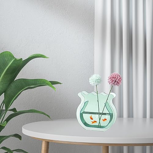 BLSYHDH Acrylic Blumen Vase, Fish Tank Vase Transparent Verdickt Acryl Glättung Einfaches Modernes Kleines Fischt ANK, Vase für Dekor Haus Moderne Blumenvasen für(Durchscheinendes Grün) von BLSYHDH