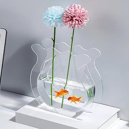 BLSYHDH Acrylic Blumen Vase, Fish Tank Vase Transparent Verdickt Acryl Glättung Einfaches Modernes Kleines Fischt ANK, Vase für Dekor Haus Moderne Blumenvasen für Mittelstücke(Transparent) von BLSYHDH