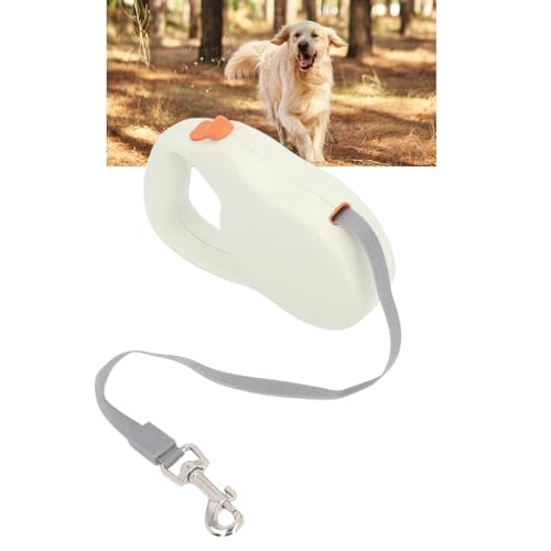 BLSYHDH Einziehbare Hundeleine, Automatisch Verstellbares Mehrzweck-Traktionsseil für Haustiere mit Griff, Einhandbremse, Ergonomische, Langlebige 9,8-Fuß-Sicherheitsleine für Haustiere für(Weiß) von BLSYHDH