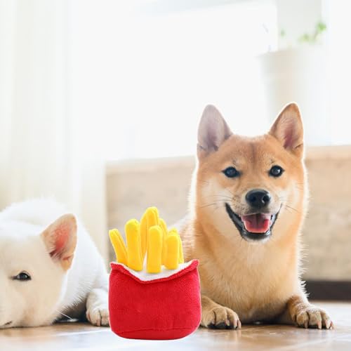 BLSYHDH Hundespielzeug, Niedliches Plüschfutter-Hundespielzeug, Bissfest, Zähneknirschen, Langeweile Lindernd, Pommes-Frites-Form, Gefülltes Haustier-Kauspielzeug, Spielzeug mit Fast-Food-Thema, Reduz von BLSYHDH